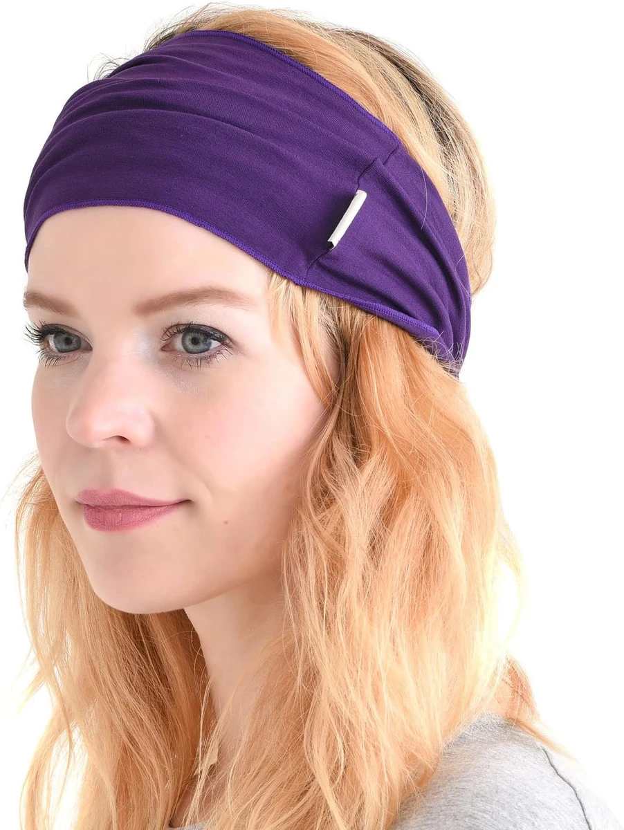 CHARM Homme Élastique Bandana Bandeau Japonais, Pourpre | Femme Cheveux Longs, Tête Dreads, Foulard à Enrouler