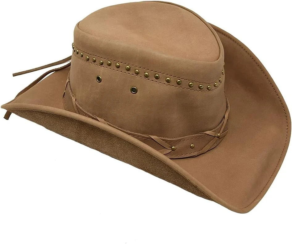 Montecarlo/Bullhide Hats Chapeau de Cowboy Outback en Cuir véritable pour Homme, Bord 9,5 cm