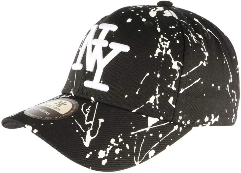 Hip Hop Honour Casquette NY Noire et Blanche Look Tagué Streetwear Baseball Paynter - Mixte