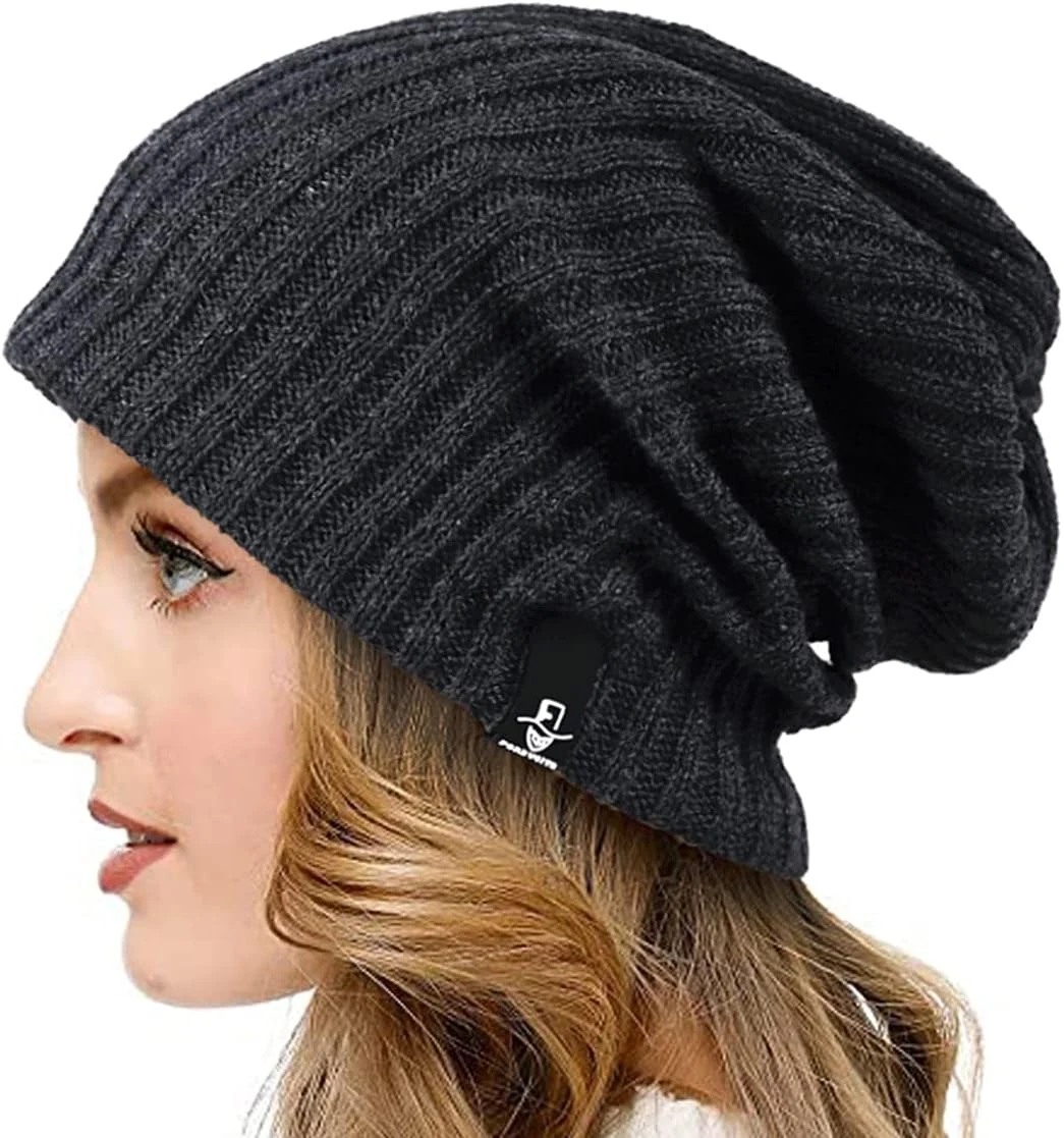 VECRY Femmes Slouch Bonnet Tricot Béret Côtelé Bouffant Calotte Hiver Été Chapeaux