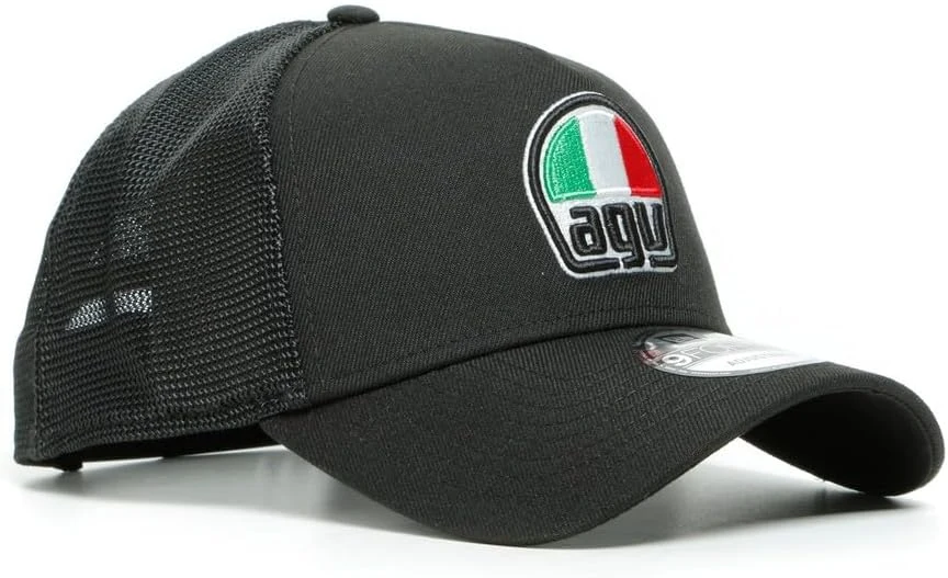Dainese Mixte Agv 9forty Trucker Snapback Cap Casquette d été avec visière incurvée, Noir, N EU