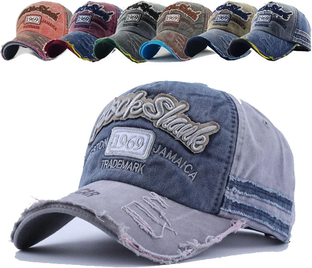CheChury Casquette de Baseball Homme Vintage Chapeau Coton Réglable Casquette Anti-UV Protection Cap Unisexe Hip-hop Mode Snapback Sport Broderie Lettres