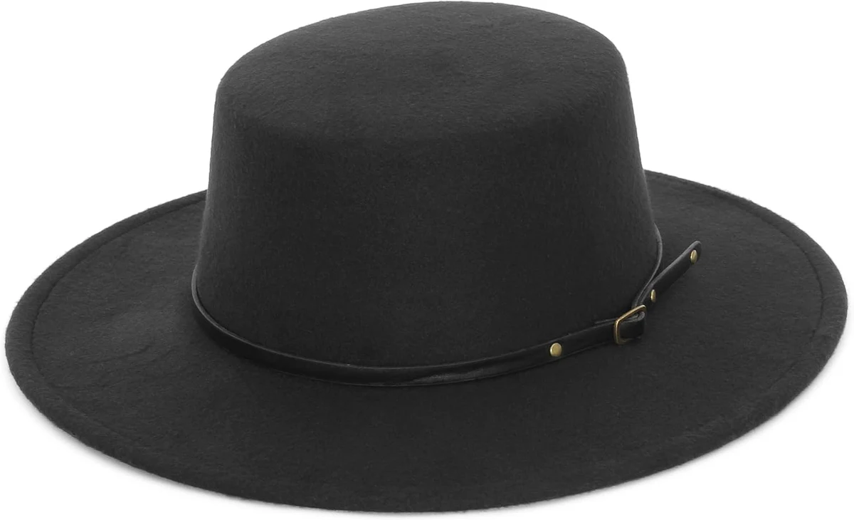 EOZY Chapeau Fedora Classique en Feutre à Large Bord Plat pour Femme et Homme
