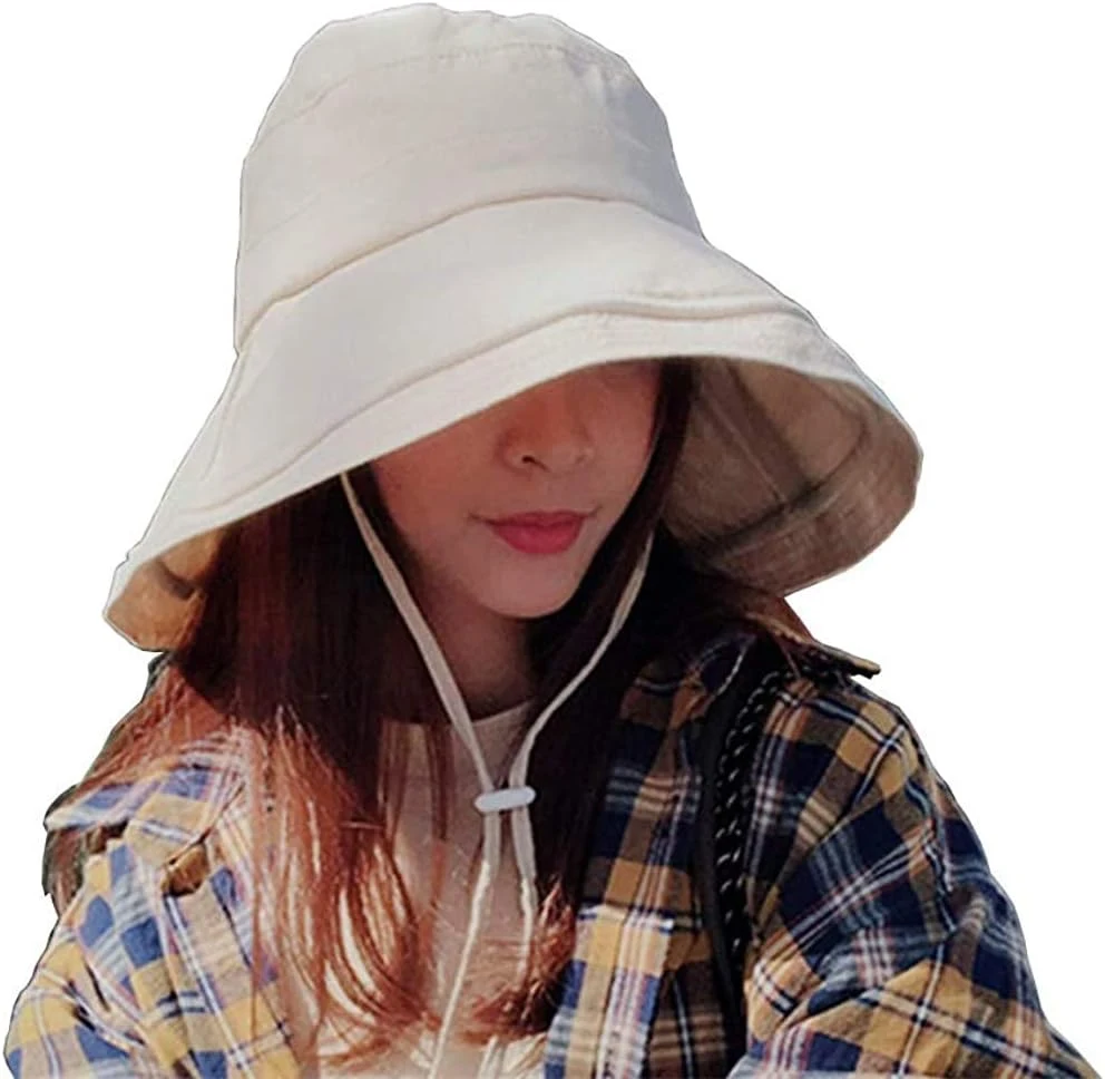 MAKFORT Chapeau de plage femme Chapeau d'été pliable à large bord Capeline Plage Chapeau de seau chapeau de jardin SPF UPF50