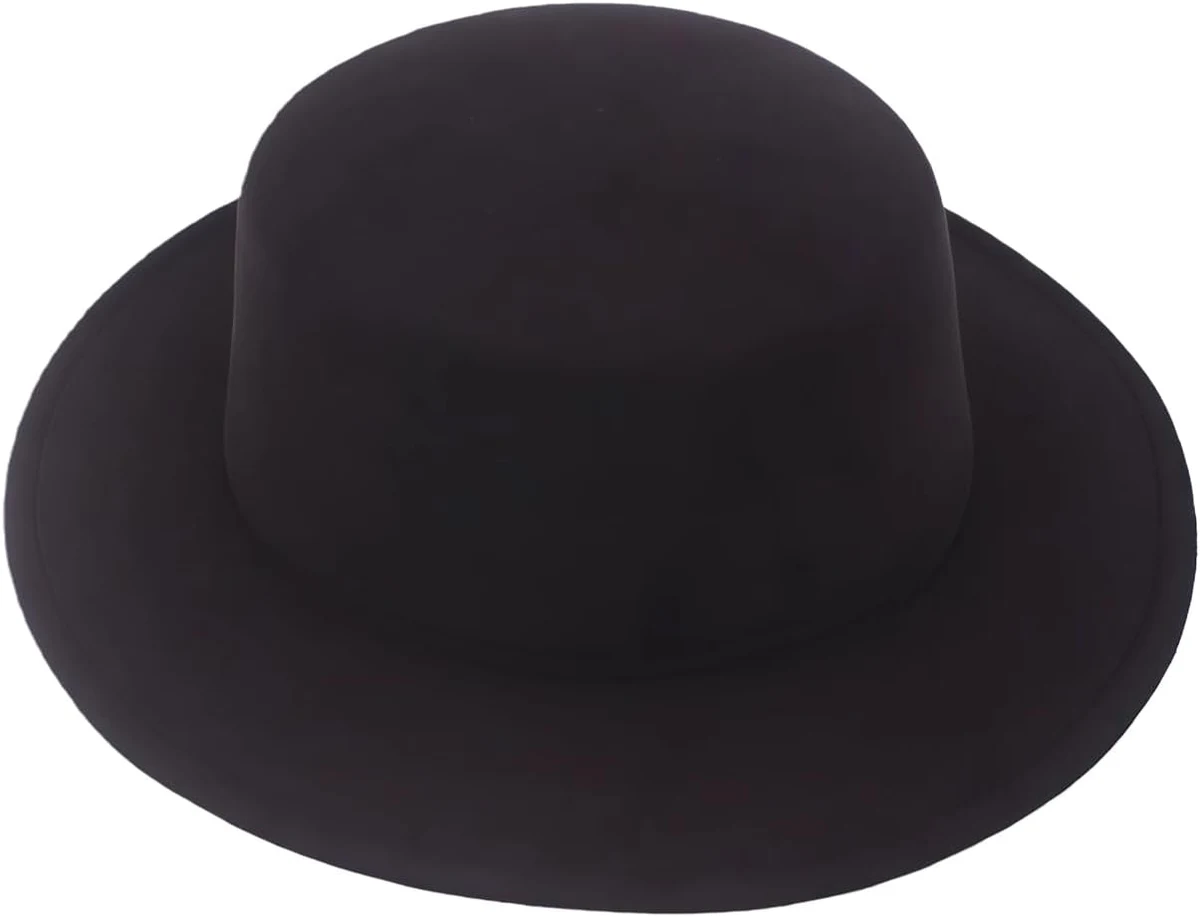Chapeau Fedora pour homme et femme - Style rétro - En laine mélangée - Chapeau plat à large bord pour fête, sortie, vie quotidienne et autres activités (noir), noir, Taille unique