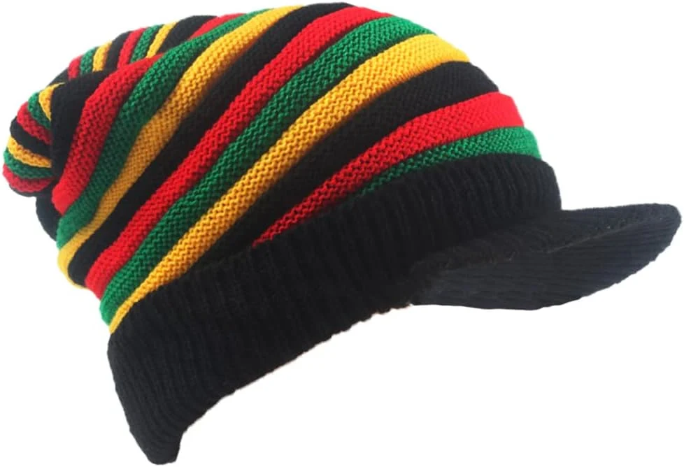 ZffXH Bonnet Rasta, Chapeau Rasta Mütze Hat en Laine Tricotée Bonnet Jamaïcain Coloré Chapeau Reggae Crâne Souple Et Ample Beret Rasta pour l'hiver Et L'automne
