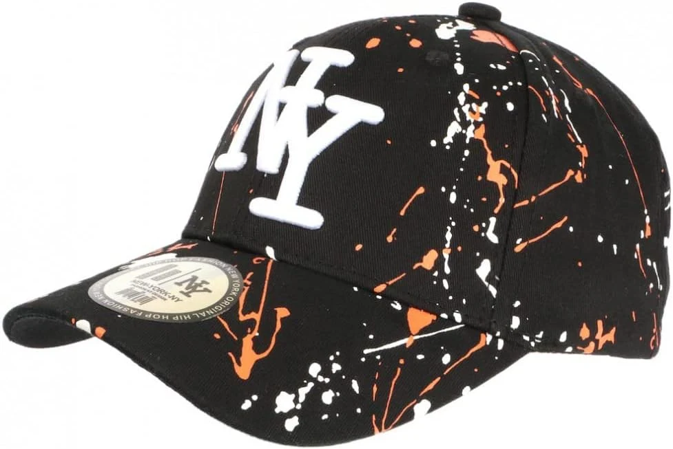 Casquette NY Orange Noire et Blanche Look Tags Streetwear Baseball Paynter