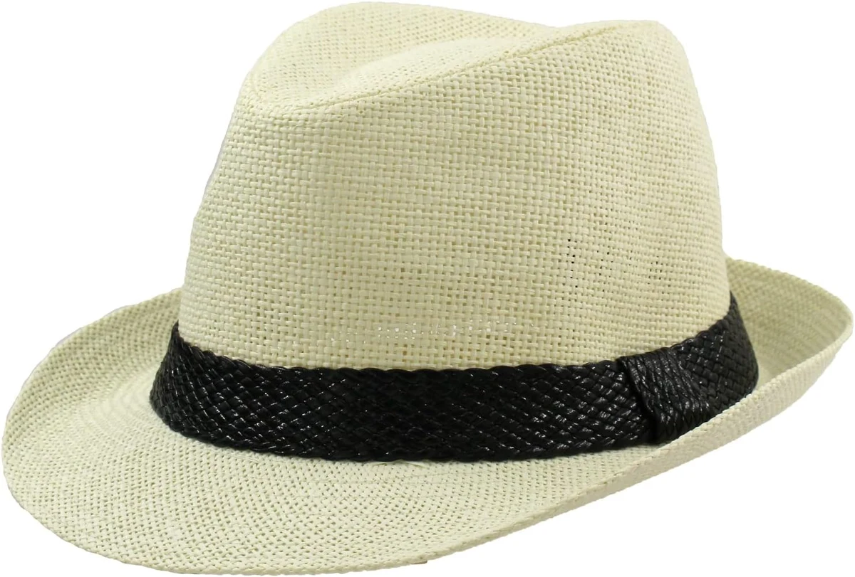 Chapeau Paille en Papier Homme Femme Casquette Panama Été Plage à aile Courte Mode Unisexe 57/58CM