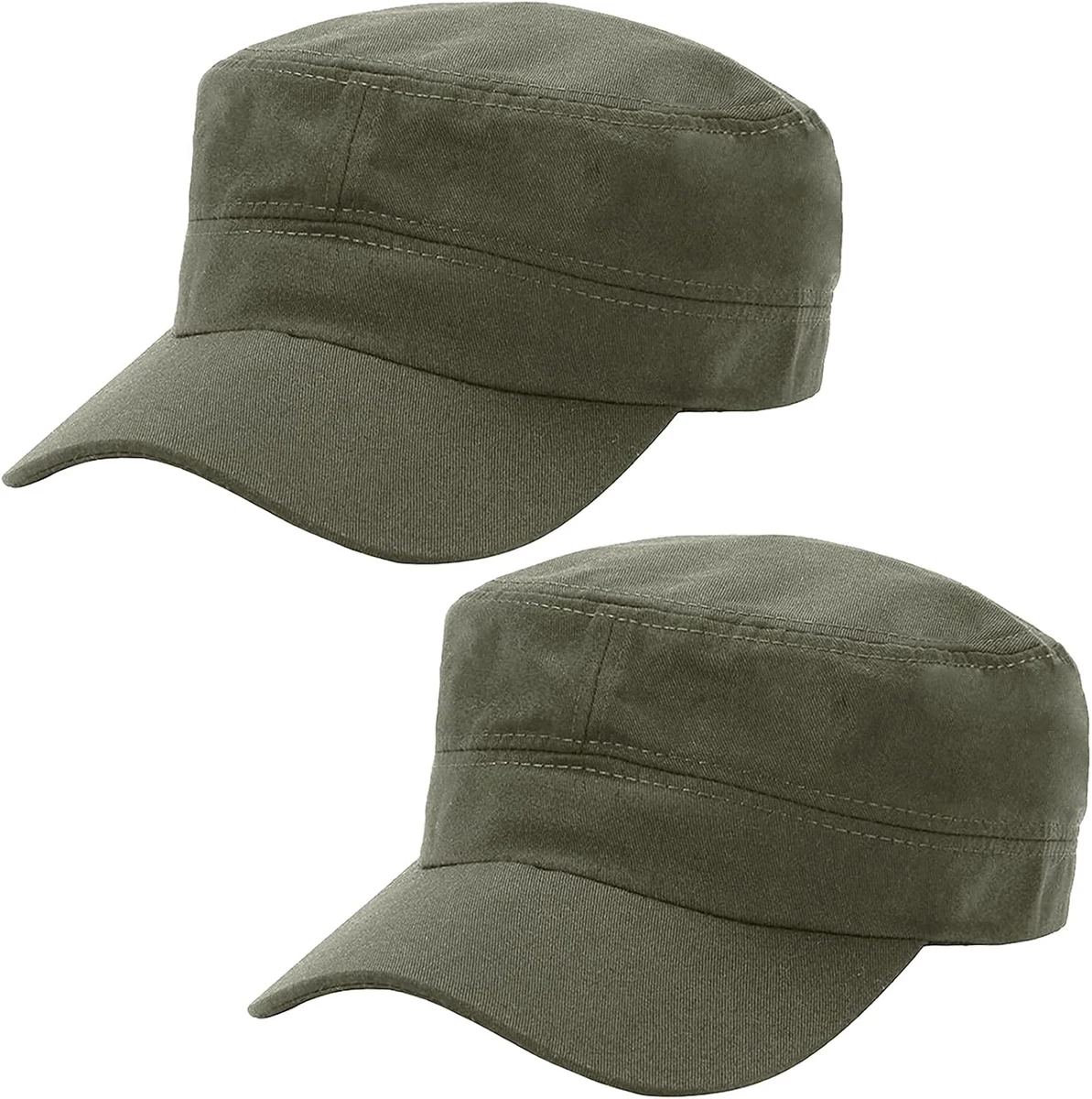 2 Pièces Casquette de Baseball Homme Femme Plat Classic Vintage Armée Militaire Cadet Style Coton Cap Hat Réglable