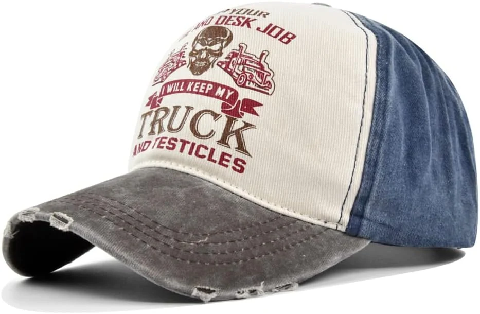 Casquette de Baseball Vintage Denim Lavés Casquette de Camion Crâne Imprimé Chapeau de Soleil Extérieur 100% Coton Hommes Femmes