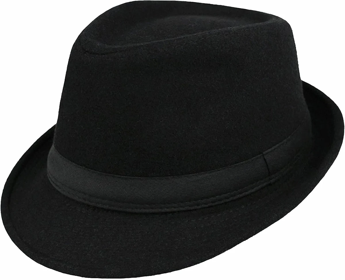 Chapeau trilby classique en feutre à bord court pour homme et femme Noir