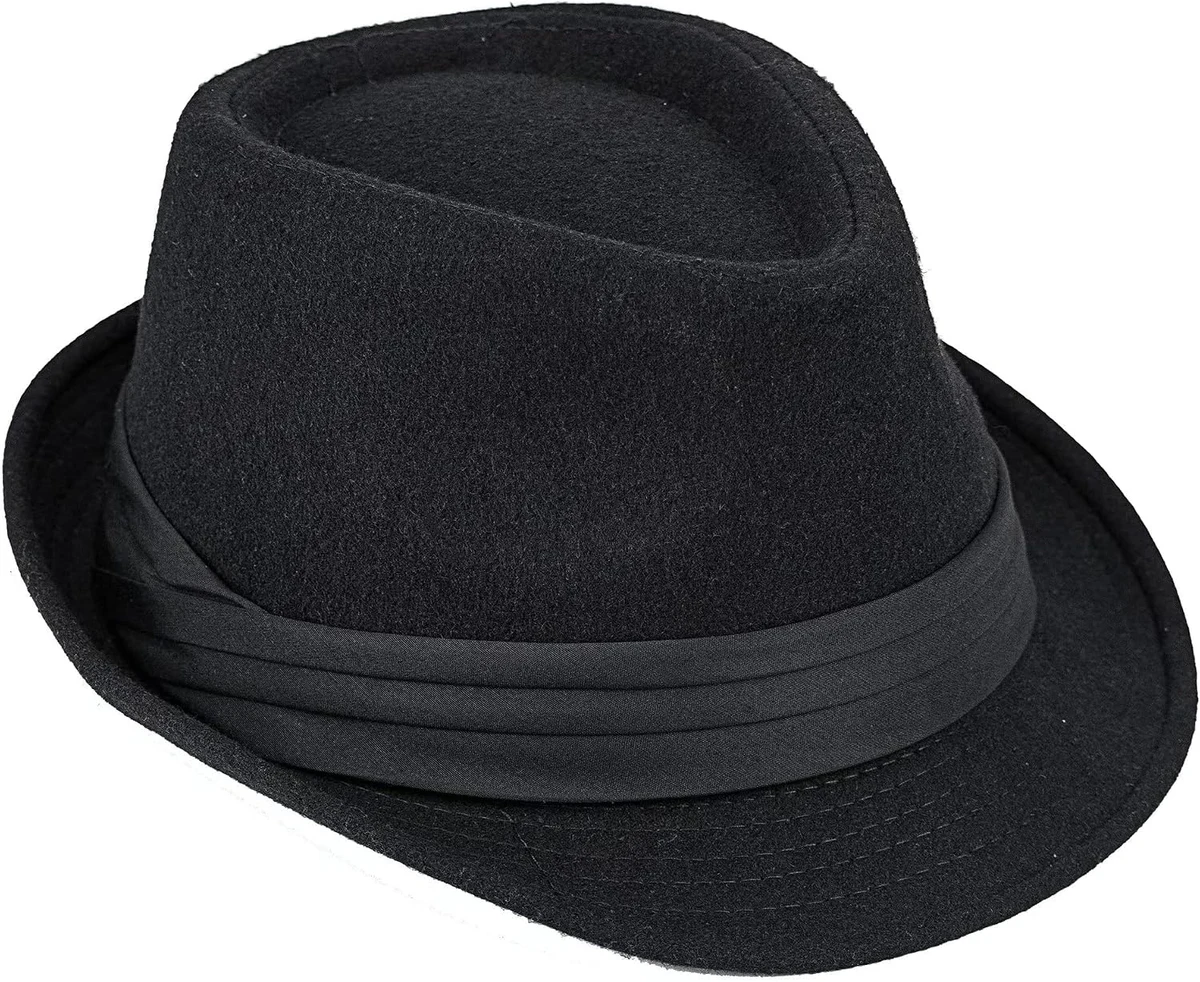 Chapeau Fedora classique à bord court pour homme - Chapeau Fedora vintage Manhattan structuré - Unisexe - Taille 7 1/4