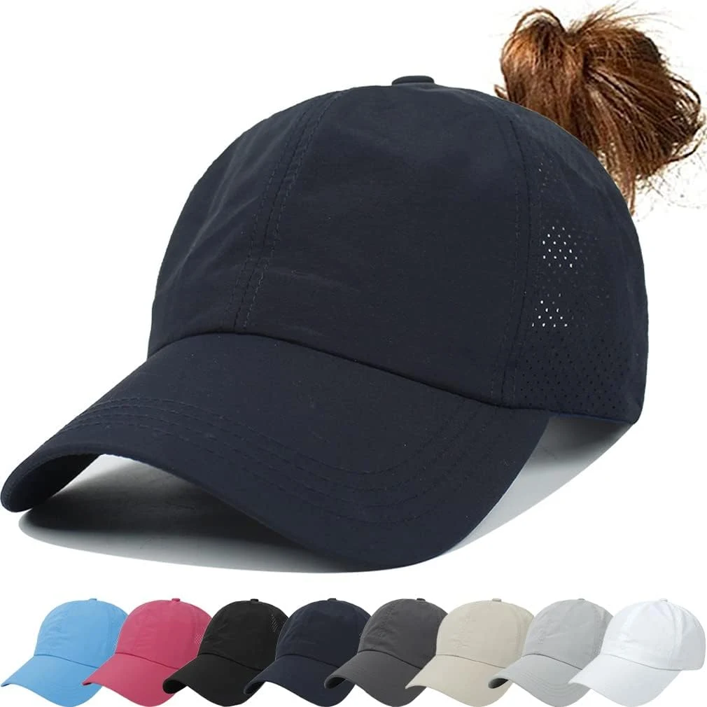 Queue de Cheval Casquette de Baseball Léger Réglable Séchage Rapide Casquette de Baseball pour Femme en Queue de Cheval Maille à Séchage Rapide Imperméable pour Casquette de Sport Outdoor