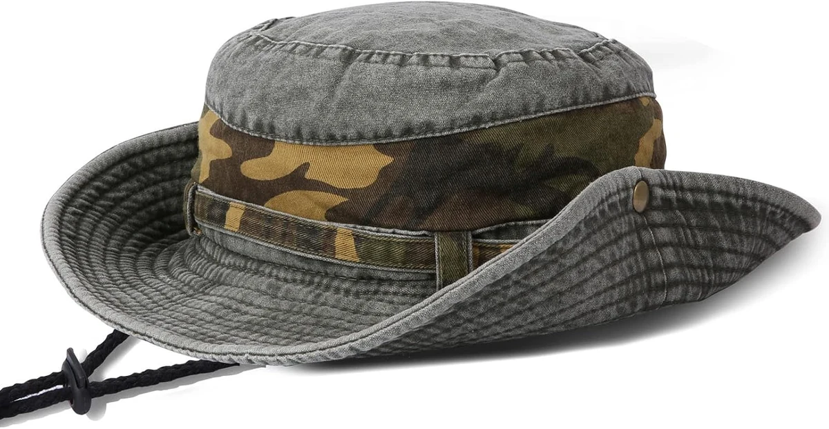Chapeau Soleil Bob Homme Ete Anti UV Coton Safari Randonnée | Coton, respirant et confortable, pliable, avec jugulaire réglable idéal pour randonnée, jardinage et activités de plein air