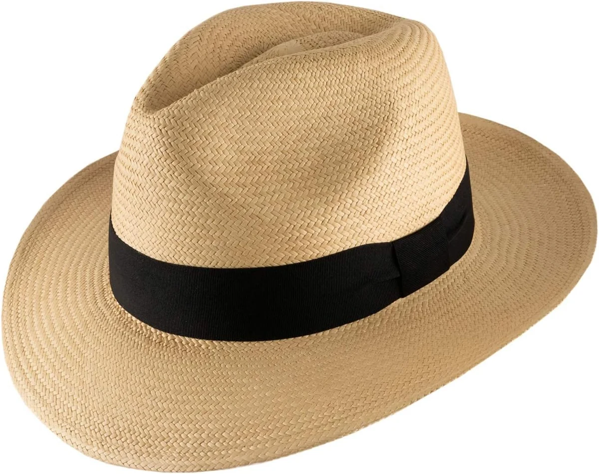 Authentique Chapeau Panama, tressage Traditionnel en Équateur Large Bord, Homme ou Femme Havana Fedora