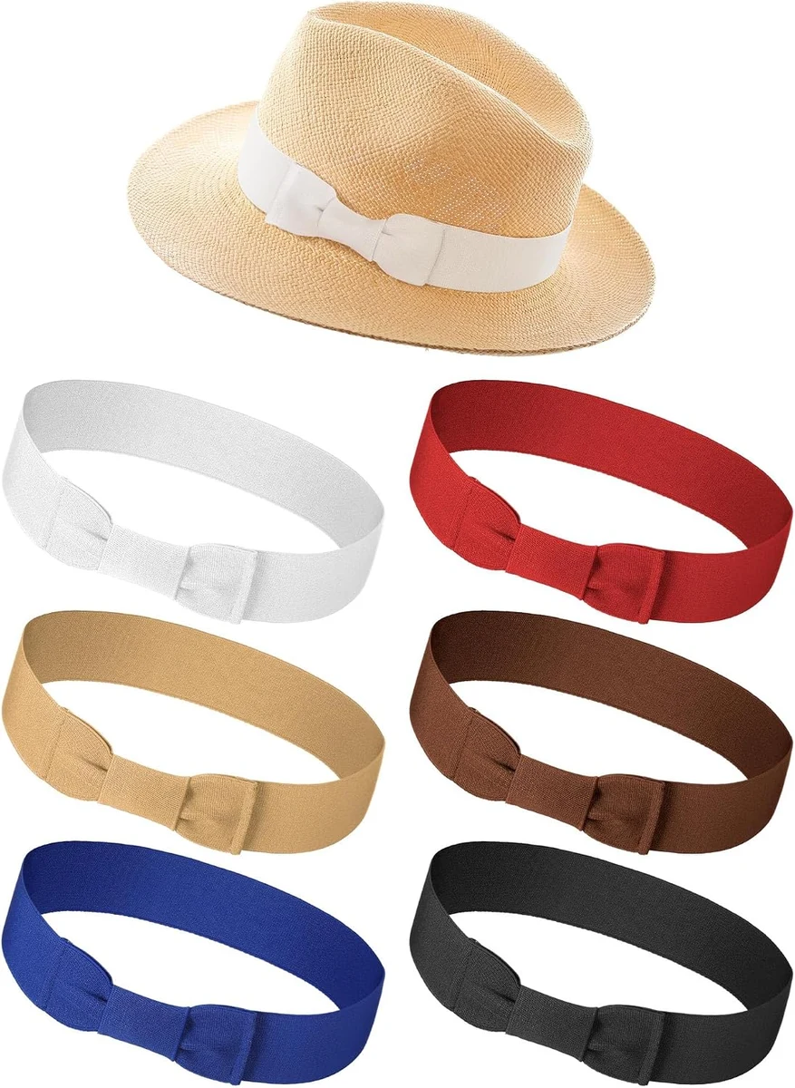 Tigeen Lot de 6 bandeaux extensibles pour chapeau de cowboy avec nœud pour femme - Bandeaux Fedora pour chapeau de paille Panama