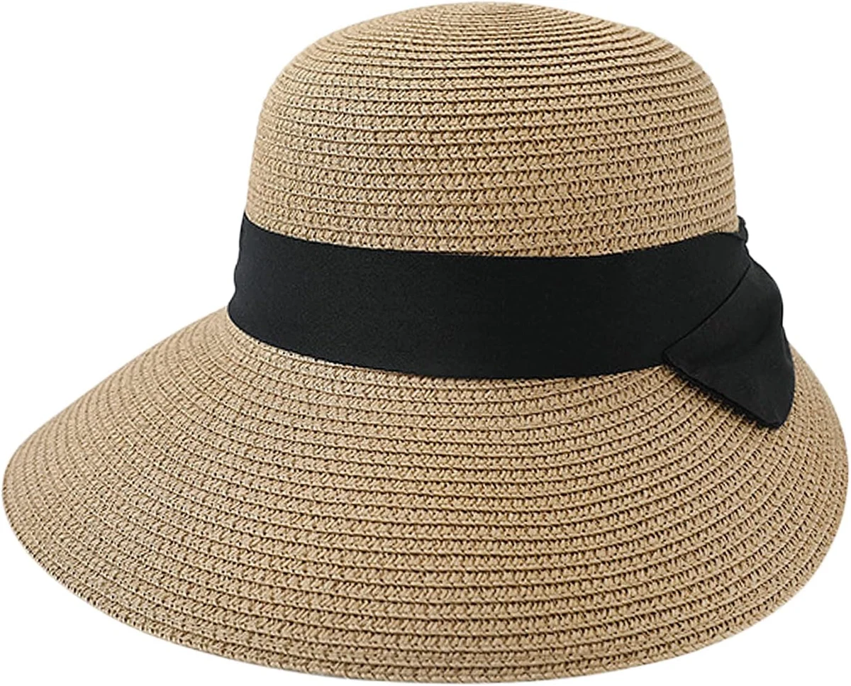 Casquette Visière Femme en Paille Chapeau de Paille pour Femme Visière en Paille Femme Casquette Eté Respirant Anti UV Casquette Visière Plage Voyage Sport en Plein Air
