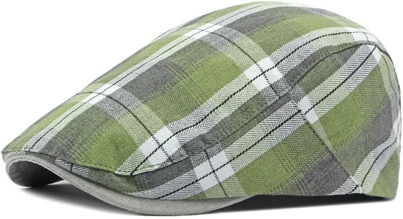 Homme Chapeau Coton Motif à Carreaux Bérets