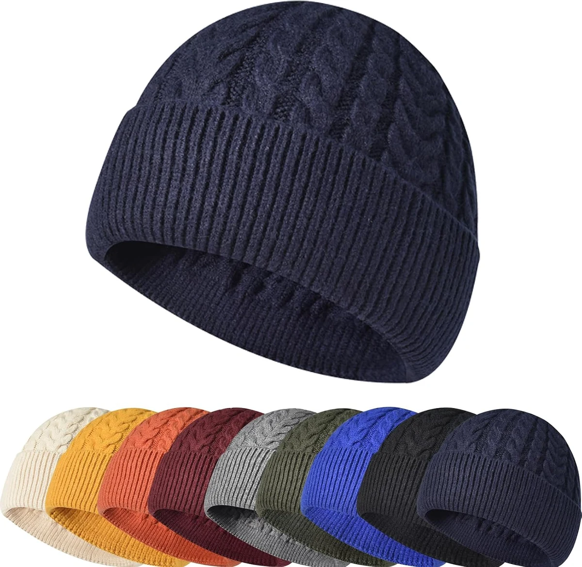 Enwokran Bonnet d'hiver Tricoté pour Femme, Unisexe Mélangée Premium Chaud et Respirant Doux Extensible à Revers Chapeau Idéal pour l’Automne et l’Hiver