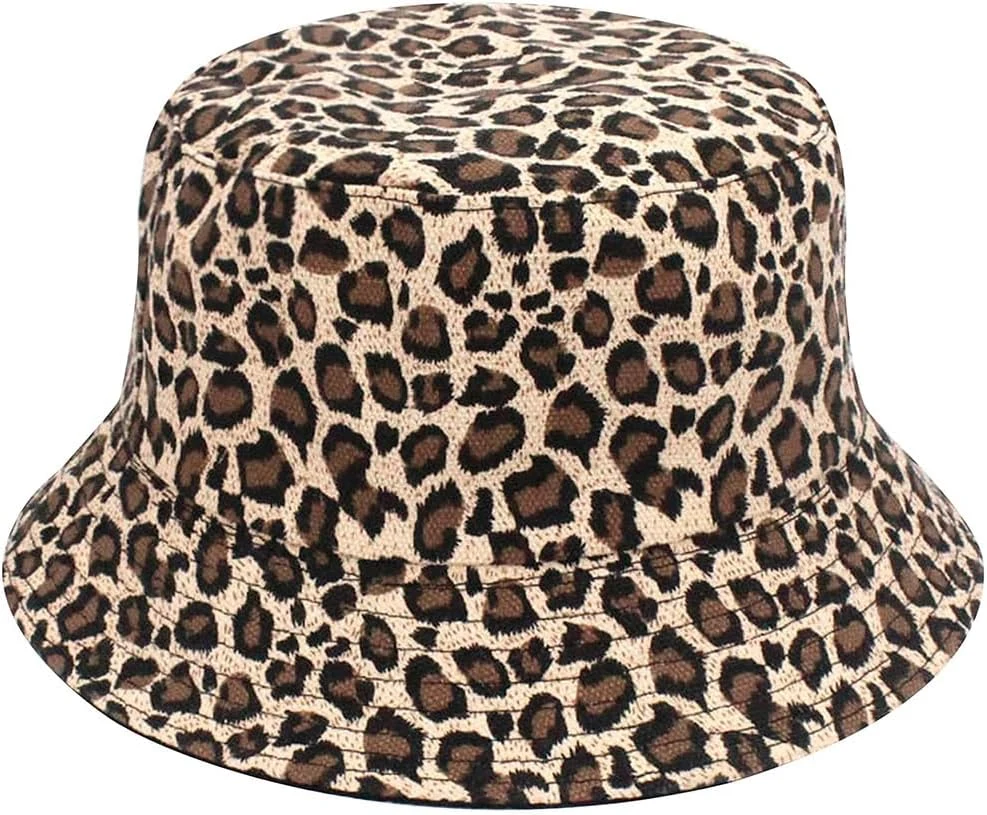 Imprimé Léopard Pêche Chapeau, Réversible Seau Chapeau, Chapeau De Soleil D'Été, pour Hommes et Femmes, Vacances, Randonnée, Camping, Shopping