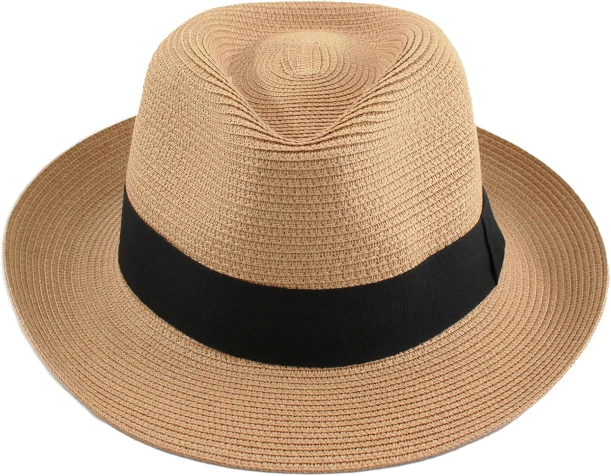 Chapeau Panama unisexe Chapeau d'été Chapeau de plage Fedora pour hommes femmes Chapeau de paille Chapeau Panama Enroulable
