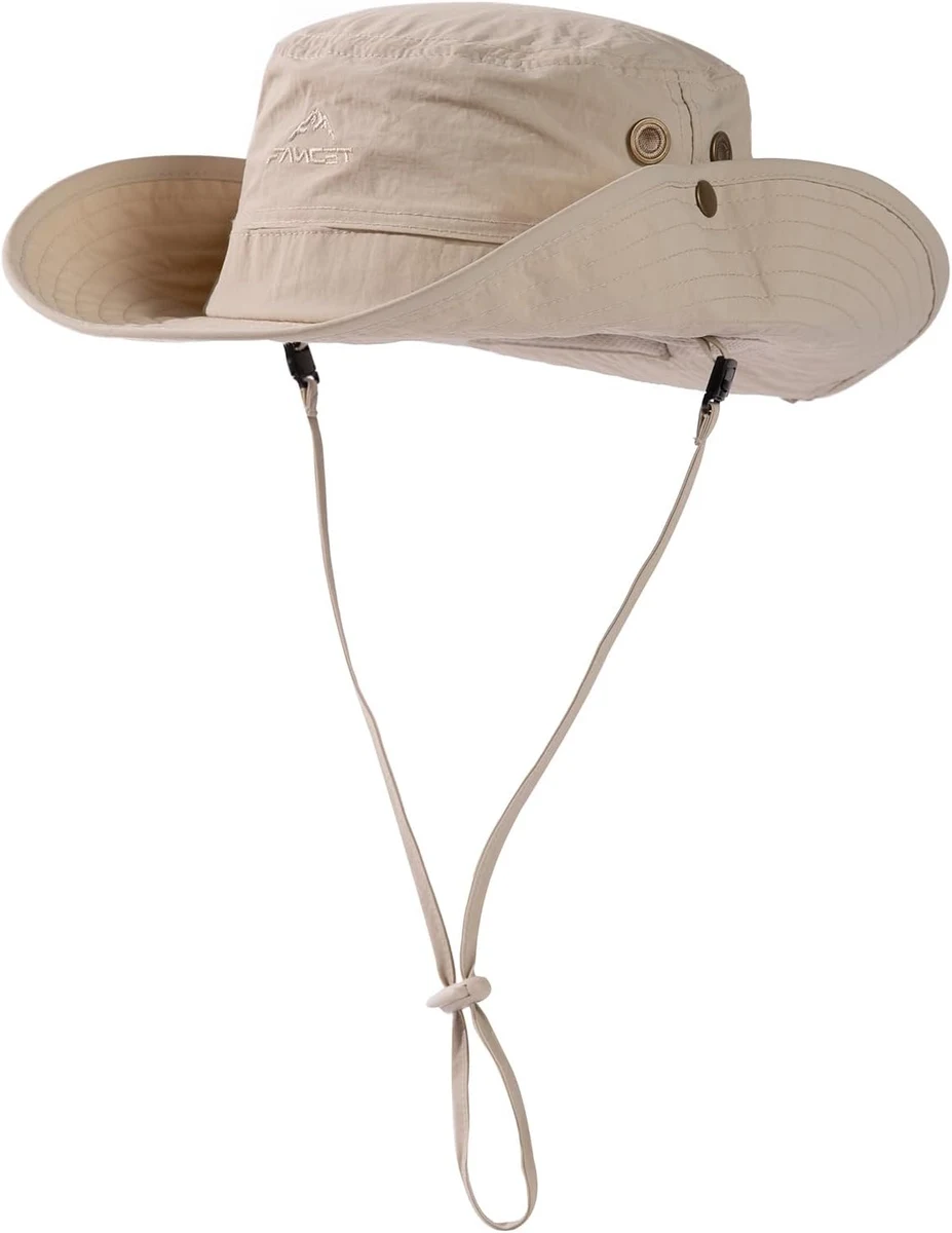 Comhats UPF 50 Sun Hats Wide Brim Summer Mesh UV Protection Safari Hat Fishing Walking Hiking Boonie Hats for Men Chin Strap Waterproof & Breathable