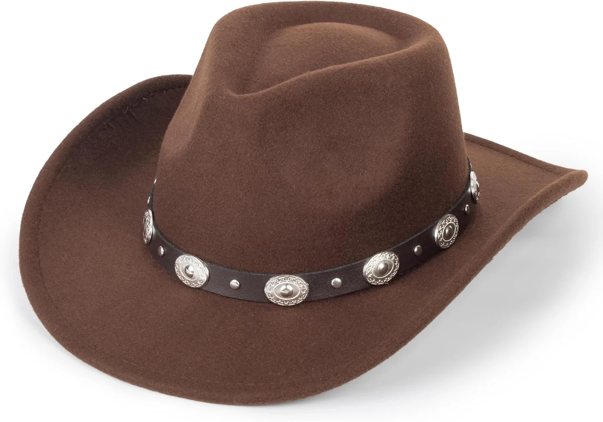 Chapeau de cowboy/cowgirl, style Western, chapeau Fedora en feutre à large bord avec boucle de ceinture amovible, Panama pour homme et femme