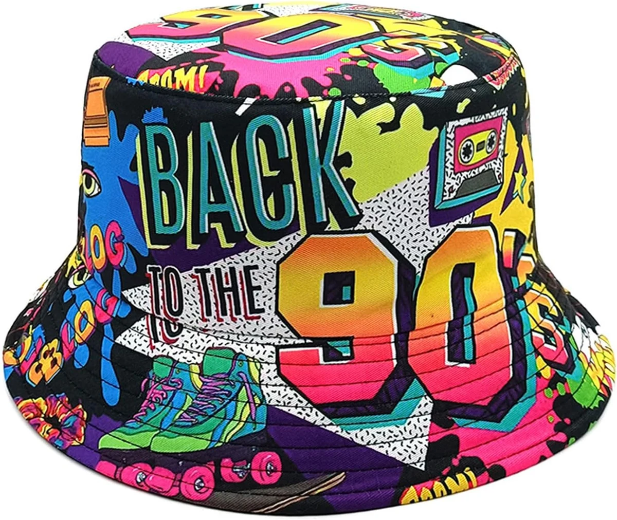 MILAKOO Bucket Hat Chapeaux de Pêcheurs Retro 80's 90's Style Chapeau de Pêcheur à la Mode Unisexe Réversible Chapeau de Pêcheur Double Face Chapeau de Soleil
