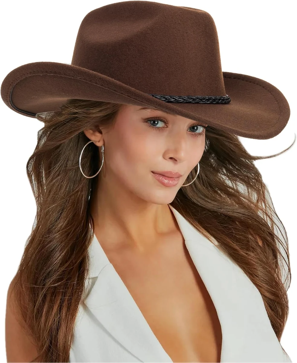 Chapeau de cowboy western pour homme et femme - Chapeau Fedora classique enroulable - Chapeau panama
