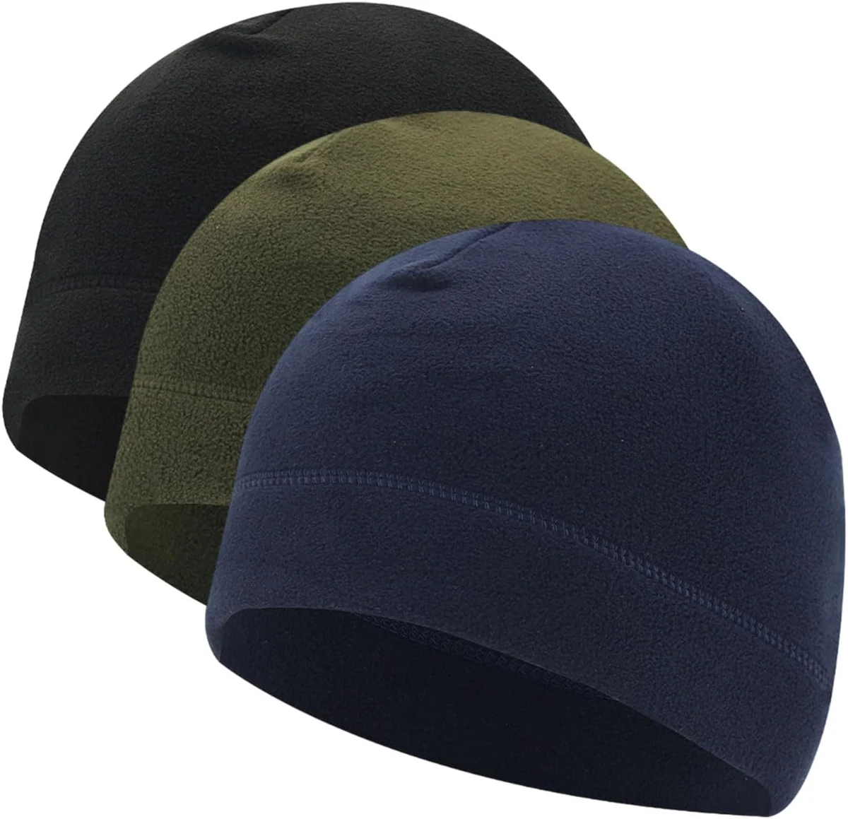 Lot de 3 bonnets en polaire thermique avec cache-oreilles, doublure élastique pour la course à pied, le cyclisme pour homme et femme