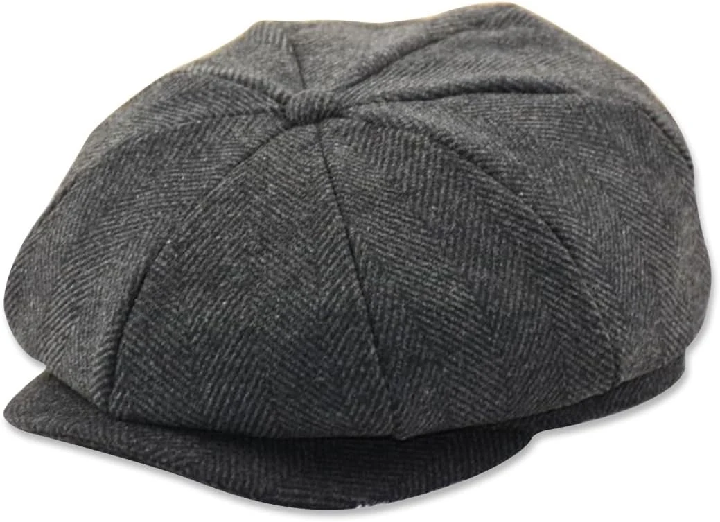 LumiSyne Gavroche Casquette Casquette Béret Plate Homme Femme 8 Panneaux Baker Boy Hat Herringbone Tweed Mélange De Laine Réglable Gatsby Chapeau Newsboy Cap Casquette Souples pour Automne Hiver