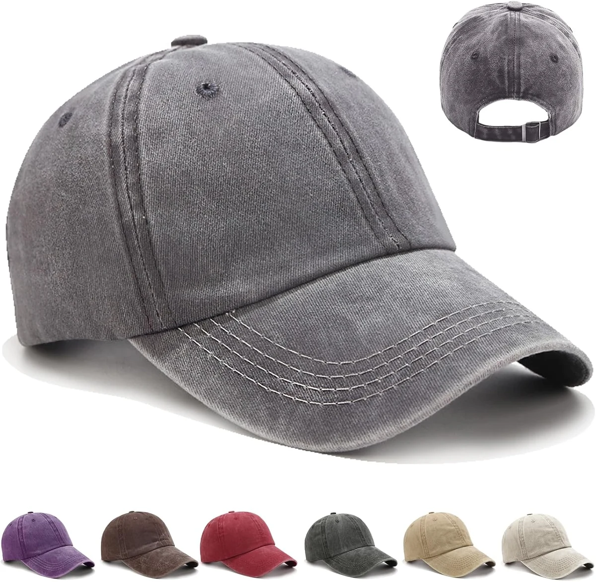 Casquette de Baseball, Coton Anti-Soleil Baseball Cap, Hommes Femmes Casquette Réglable 100% Coton, Plein Air Loisirs Basecap Casquette de Baseball, Sport Extérieur Sunhat Chapeau (54~58)
