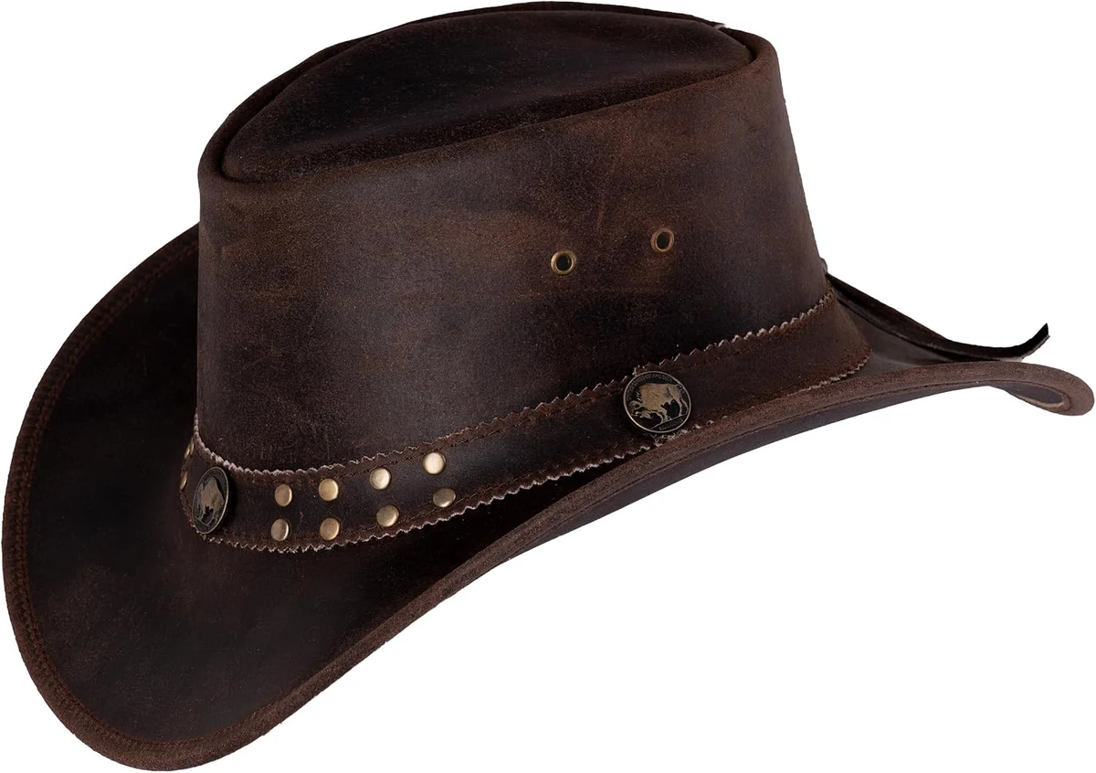 Buffalo Bill Chapeau de cowboy western en cuir pour homme et femme