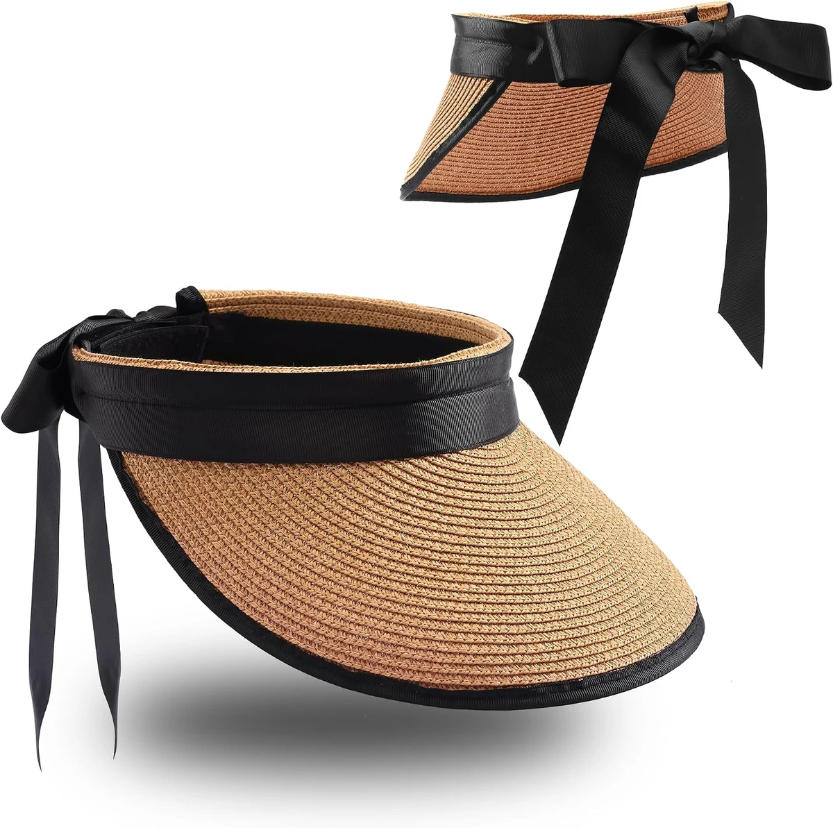 Chapeau d'été Pliable Unisexe en Paille nœud Papillon Casquette à visière Écran de Protection Casquette de Baseball Écran de
