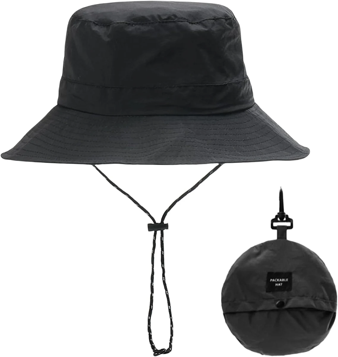 BFUZXY Chapeau de Pêcheur, Chapeau de Soleil pour Homme et Femme, Noir, Imperméable, Réglable, Pliable, Pour Pêche, Randonnée, Été, Unisex