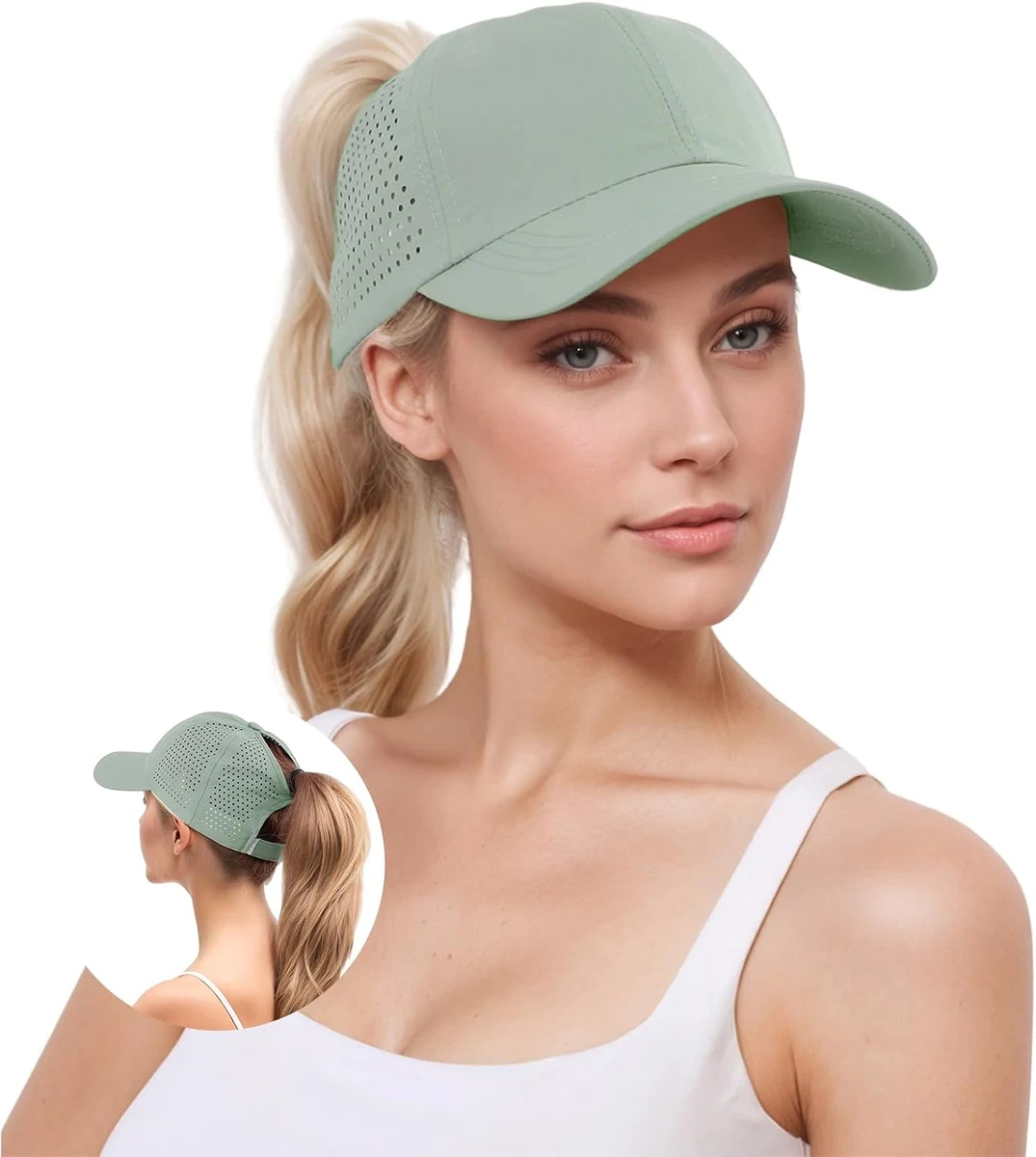 YAMEE Casquette Queue de Cheval Femme Imperméable,Casquette de Baseball Femme Été Maille,Chapeau Femme Léger Respirant Anti-UV,Réglable pour Sport/Running/Voyage