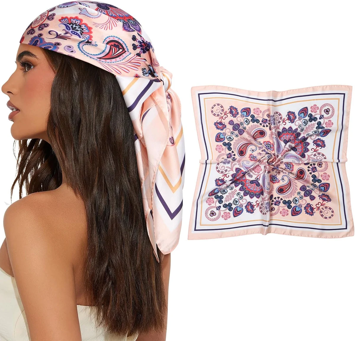Foulard en soie pour femme, carré imprimé, bandana, foulard en satin, foulard en soie pour femme