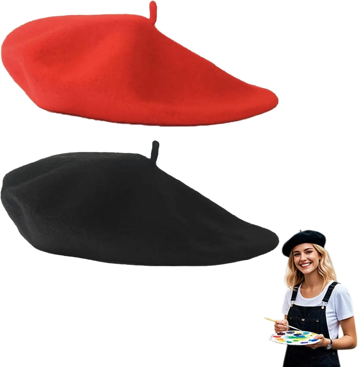 Béret en Laine pour Adulte, Unisexe, Doux, Chaud, Vintage, Style français