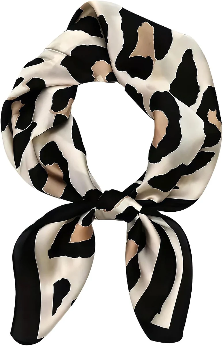 GWAWG Foulard Cheveux Femme Bandanas en Satin pour Femme Léopard Foulard Satin Elégant Bandana Cheveux Accessoires Légers et Tendance Foulard de Sommeil en Soie