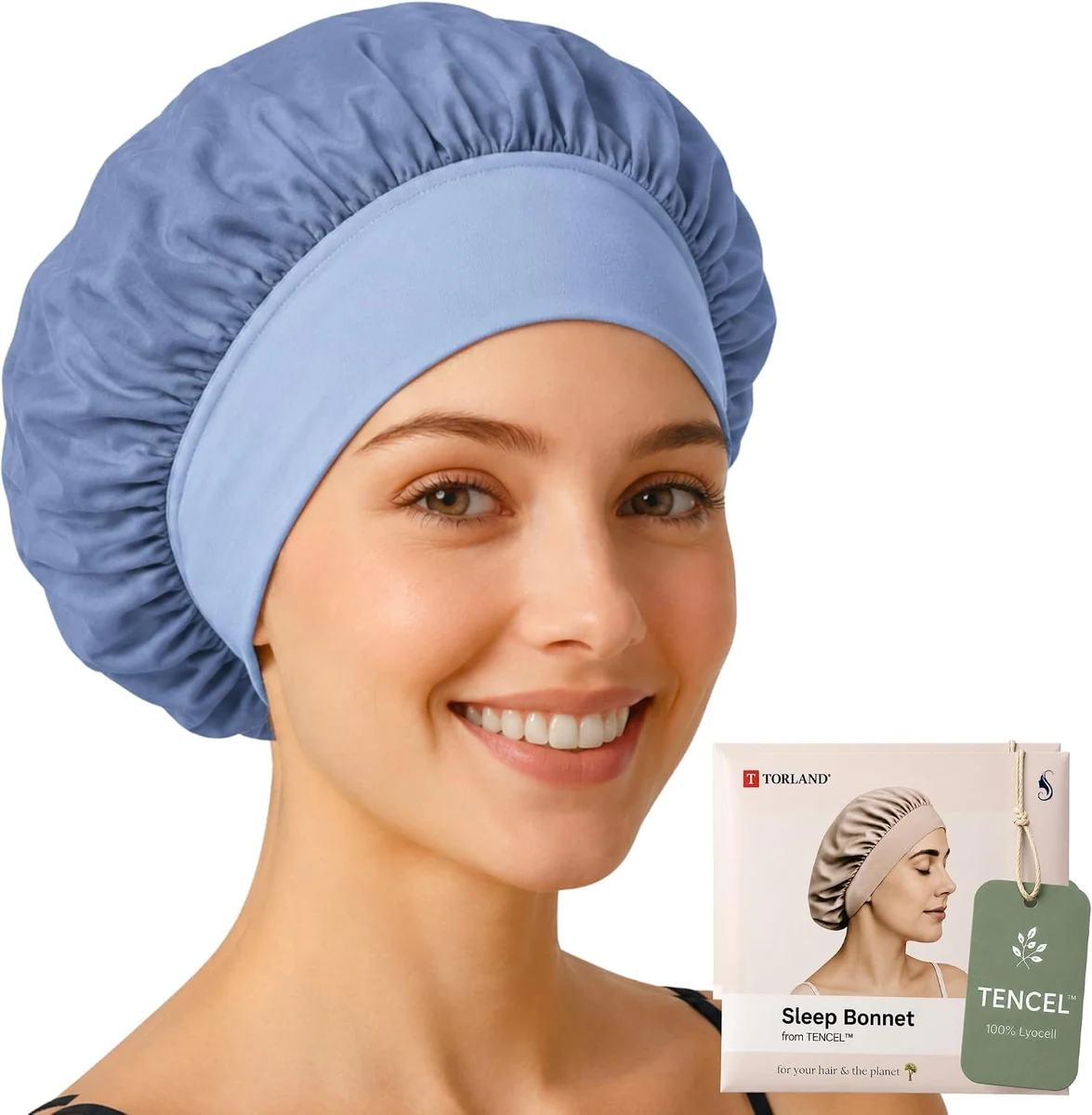 Bonnet de Nuit en 100% Tencel™ – protège Les Cheveux des frisottis et de la Casse sans Transpiration | Alternative végétale au Bonnet en Soie avec Bande élastique réglable