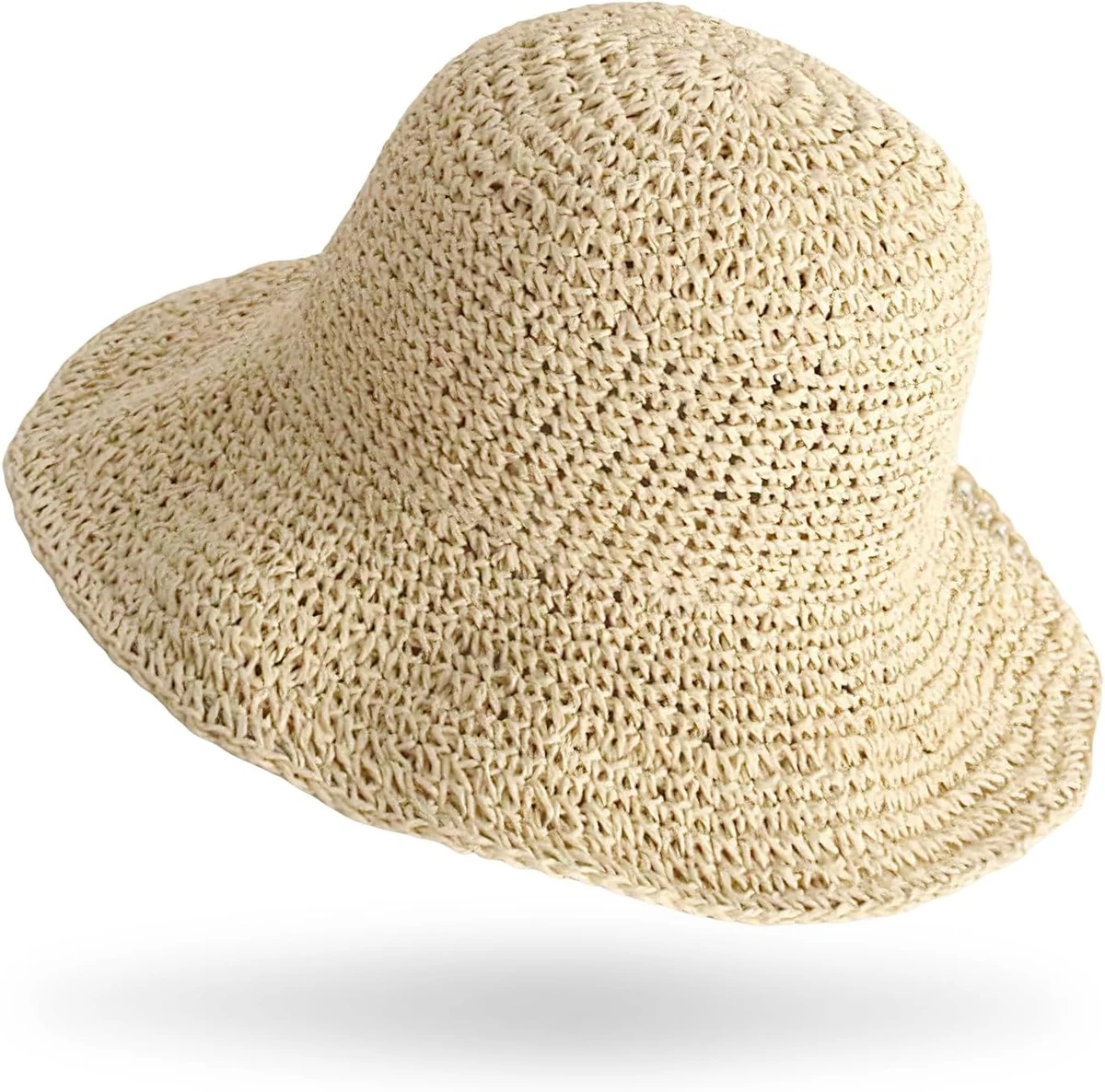 Chapeau Paille Femme, Chapeau Femme Soleil, Chapeaus de Soleil en Paille Ete, Chapeaus de Plage Respirant, pour Vacances, Voyage, Pêche et Détente en Extérieur