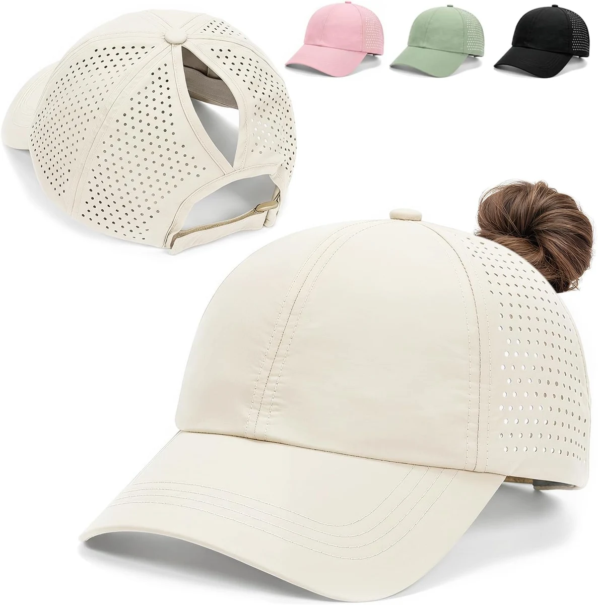 Casquette Queue de Cheval Haute Femme, Running Été Respirante | Casquette Baseball Sport Respirante à Séchage Rapide, Casquette Réglable pour Running et Activités Extérieures